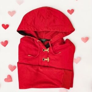L-RL Red Womens Sweatshirt With Hood And Gold Toggle Closure -- Size M